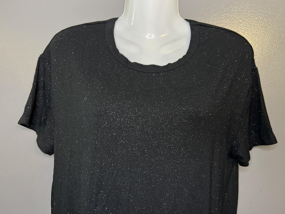 Chaser Shirt Womens Small Black Glitter Sparkle Short Sleeve Crew Neck Tee Top